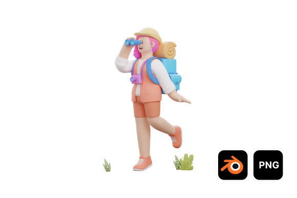 3D Woman Going Adventure for Modern Design