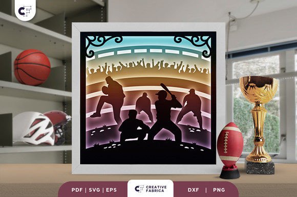 Baseball Game 3D Shadow Box Paper Cut Guide