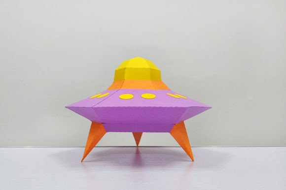 Build Your Own Alien Ship 3D Paper Sculpture Craft for Home Decor and Creative Projects