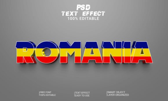 Elevate Designs with Romania 2022 3D Text