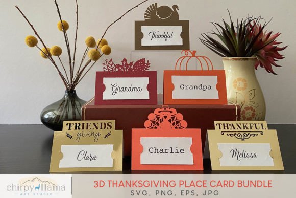 Elevate Your Table with a 3D Thanksgiving Place Card Bundle