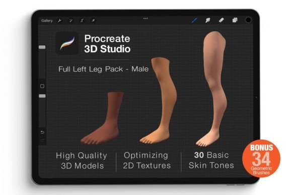 Mastering 3D Anatomy: The Procreate Left Leg Male Model